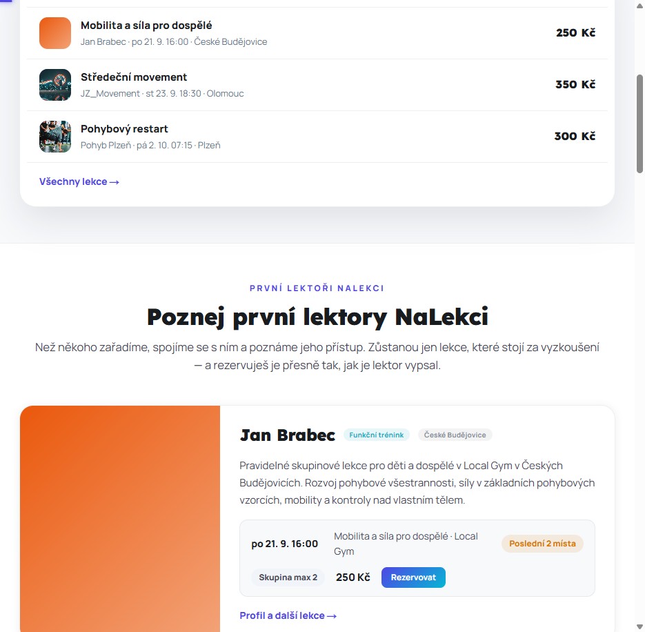 NaLekci.cz — profil lektora a rezervace termínu